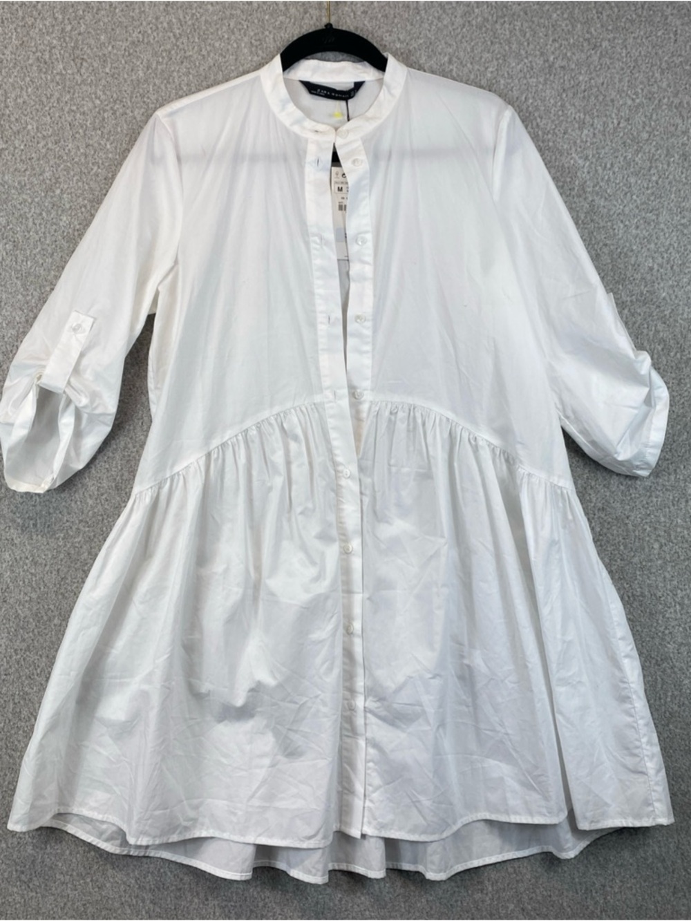 Zara white cotton Poplin mini dress Size M Button Down Cottagecore Cowgirl Boho